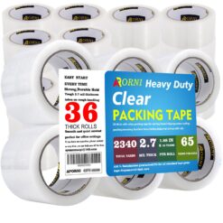 Clear Packing Tape Heavy Duty Refill Rolls Sealing Great for Packing Box Shipping and Moving Supplies Packaging 36 Rolls 1.88" x 65 Yards 3" Core 2.7 Mil Thick Adhesive