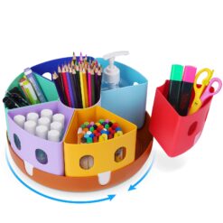 GAMENOTE Rotating Art Supplies Organizer - Lazy Susan Office School Supply for Kids Desk Organization and Storage Homeschool Craft Caddy Classroom Organization (Large)